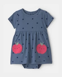Baby Apple Bodysuit Dress - Blue
