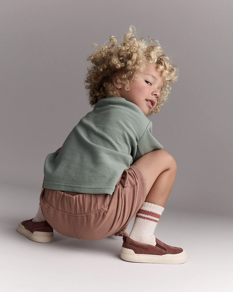 Toddler Boy Button-Front Tee with Pocket - Sage