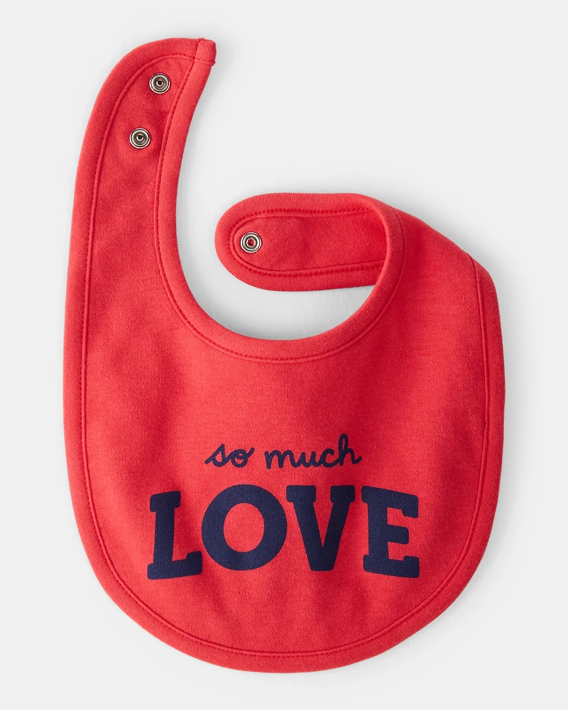 Baby Valentine's Day So Much Love Bib - Red
