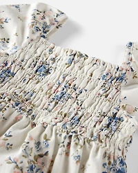 Baby Girl Floral-Print Linen Bubble Made with Organic Cotton