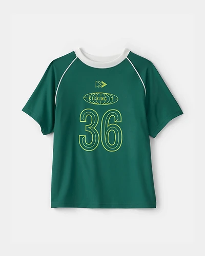 Boys 'Kicking It' Active Graphic Tee - Emerald Green