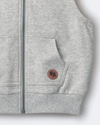 Toddler Boy French Terry Hooded Vest Pocket - Heather Grey