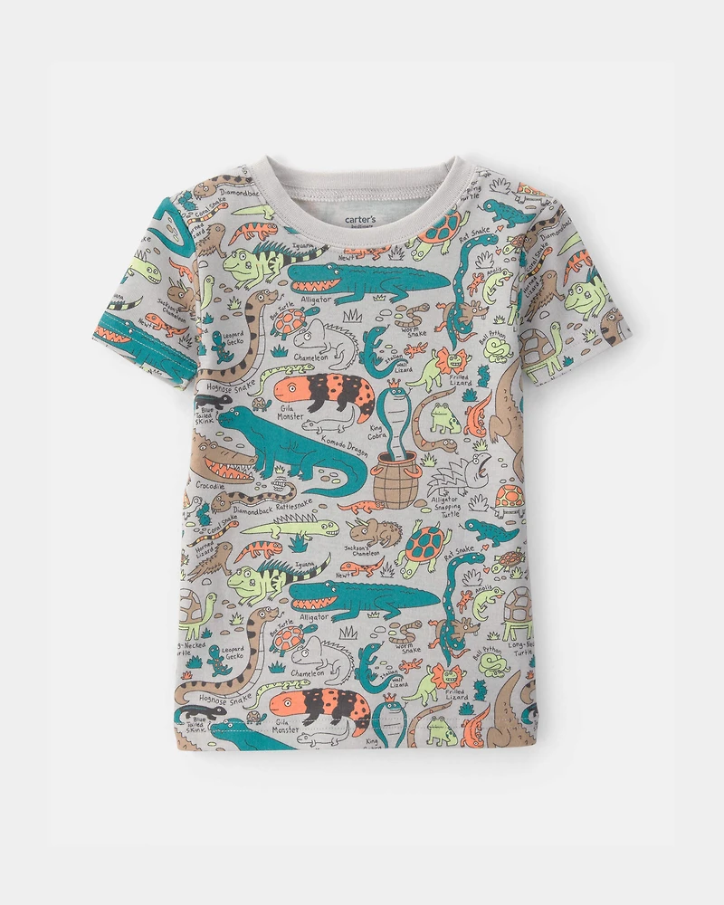 Baby Boy Alligator 100% Cotton Snug Fit 2-Piece Pyjama Set - Grey