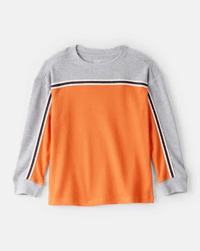 Boys Colourblock Thermal Long-Sleeve Tee - Orange/Grey