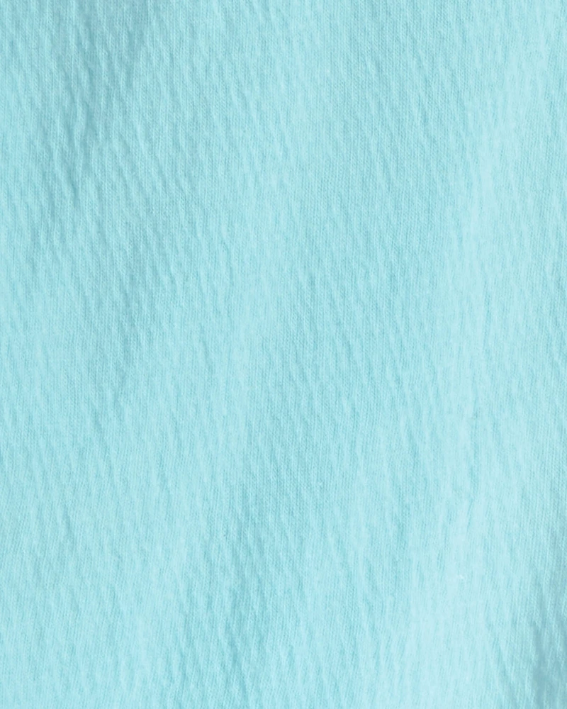 Girls Floral Embroidered Gauze Shorts - Blue