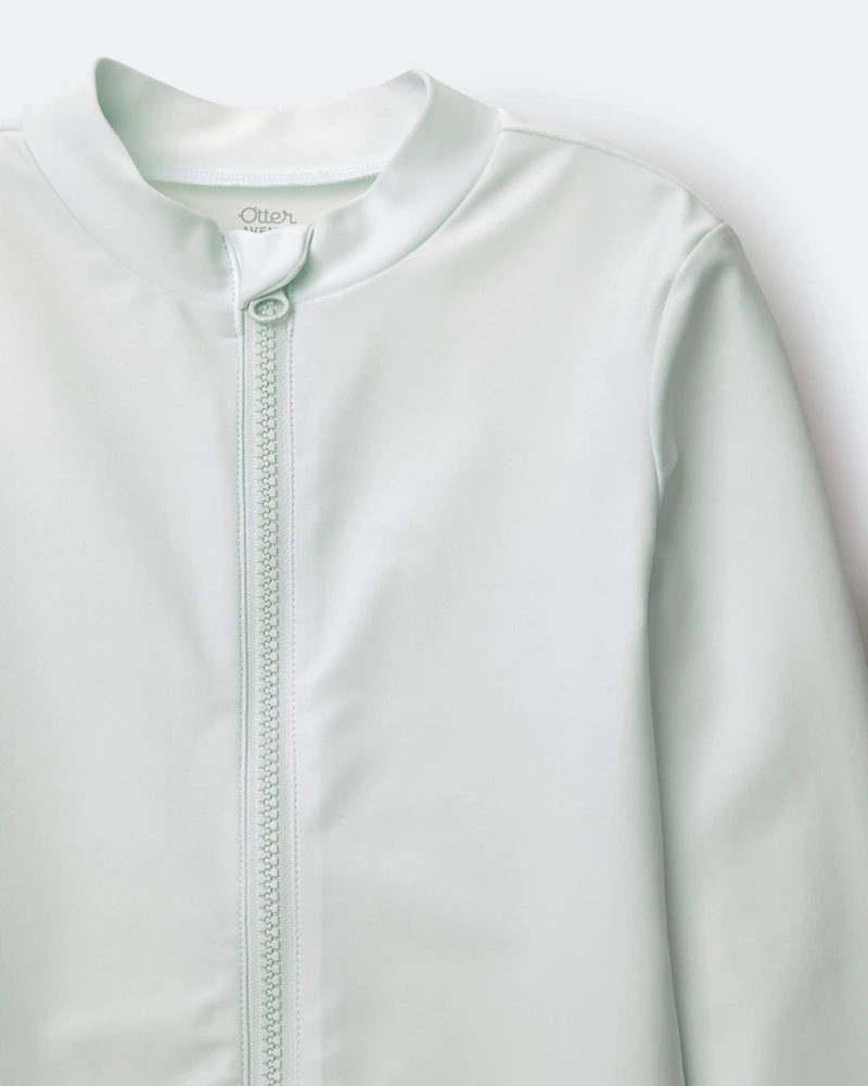 Toddler Full-Zip Long-Sleeve Rashguard - Light Green