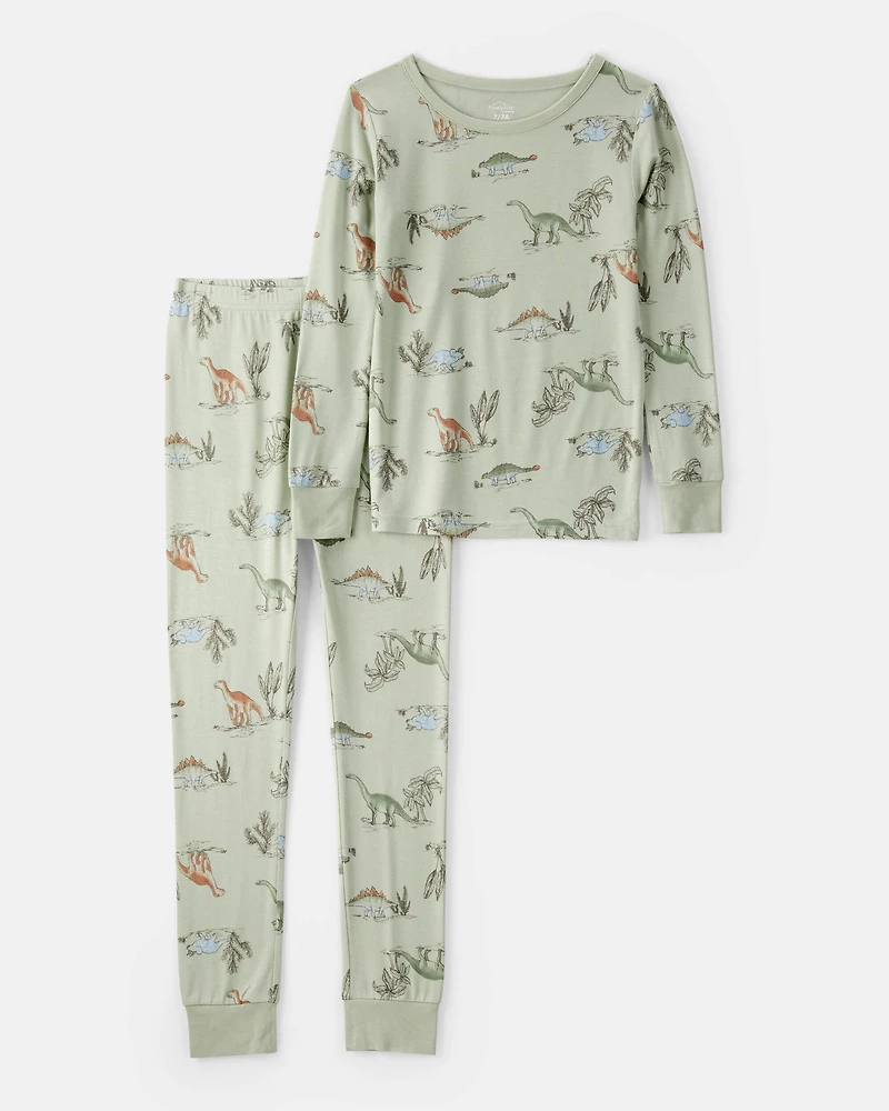 Boys Dinosaur Print PurelySoft Long-Sleeve 2-Piece pyjamas - Green