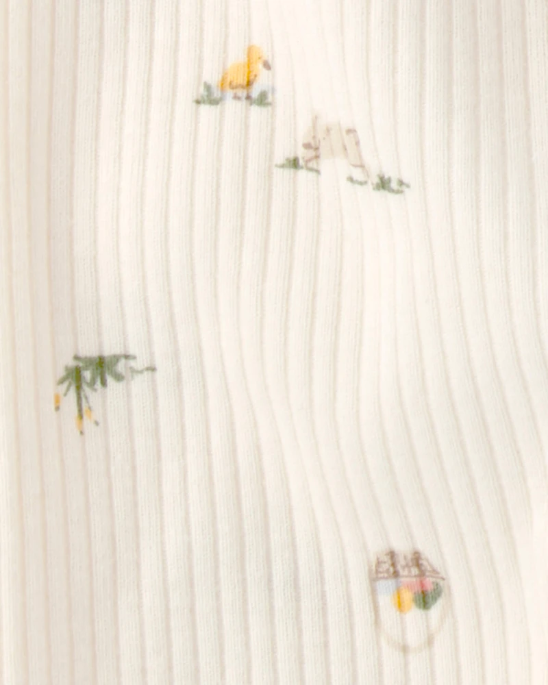 Baby 2-Piece Easter Bunny Rib Tee & Pant Set - Cream
