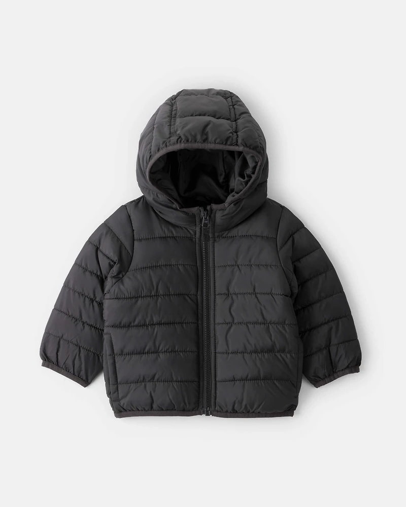 Baby Boy Midweight Packable Puffer- Black