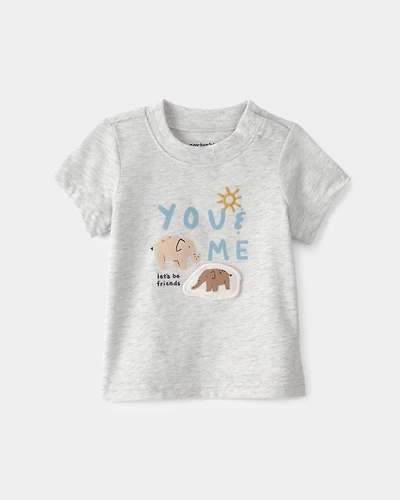 Baby 'Let's Be Friends' Graphic Tee - Grey