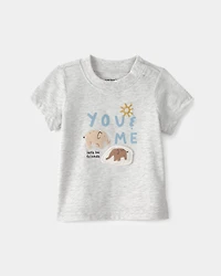 Baby 'Let's Be Friends' Graphic Tee - Grey