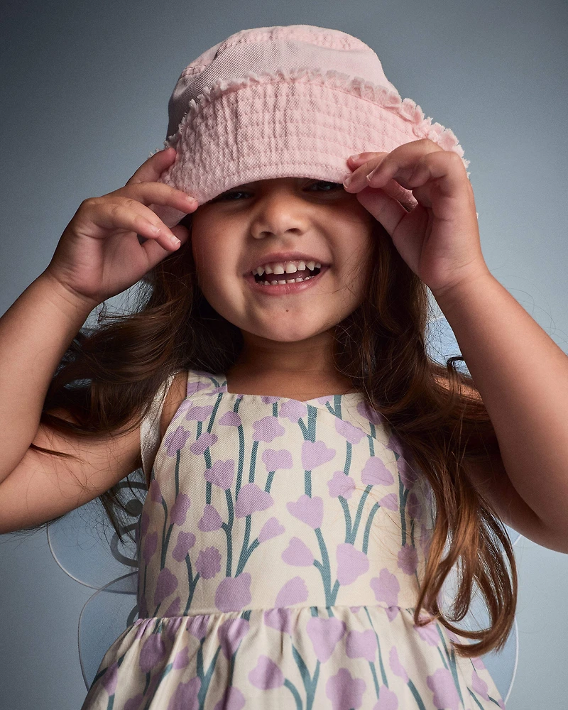 Toddler Girl Peplum Tank Top Wildflower Print - Cream