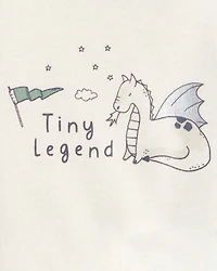 Baby Boy Dragon Print Cotton Long-Sleeve Bodysuit & Pant Set - Green/White