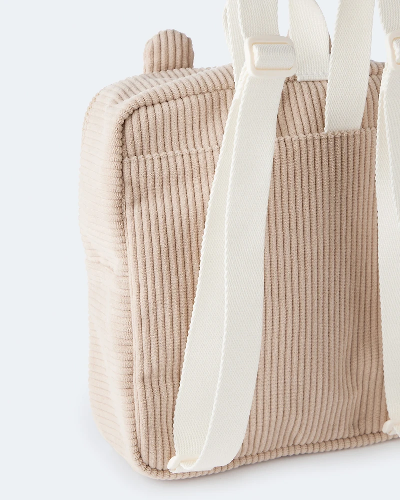 Toddler Bear Corduroy Square Backpack - Tan