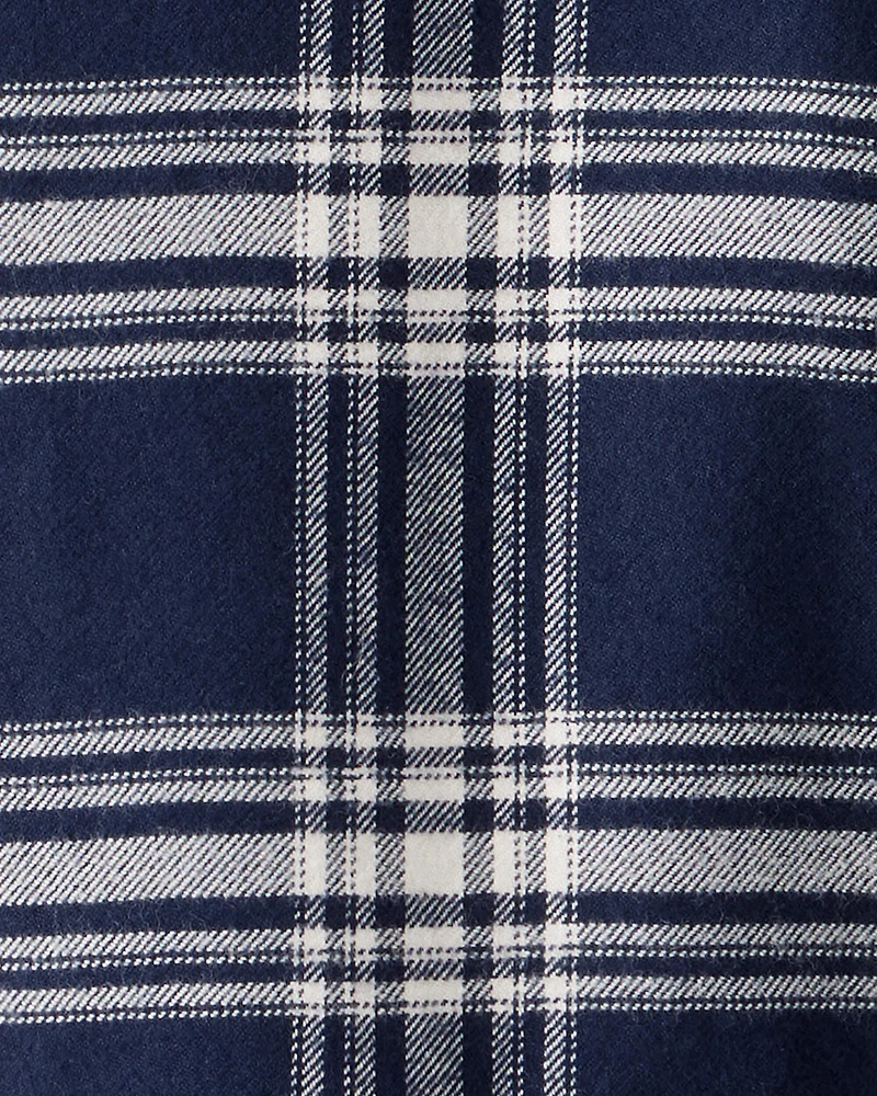 Kid Organic Cotton Button-Front Flannel Shirt