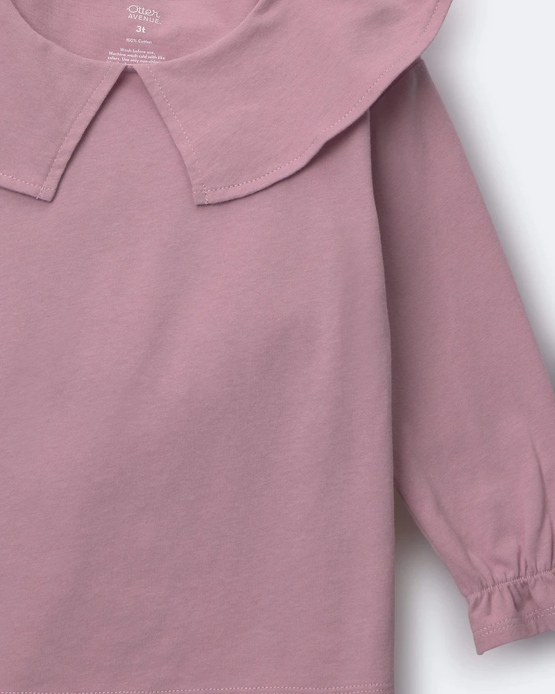 Toddler Girl Peter Pan Collar Top - Mauve