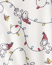 Toddler Peanuts Snoopy Print Fleece Long-Sleeve Loose Fit 2-Piece Pyjamas - White