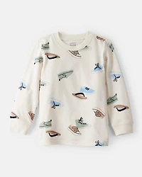 Toddler Boy Long-Sleeve Pullover Sweatshirt - Cream