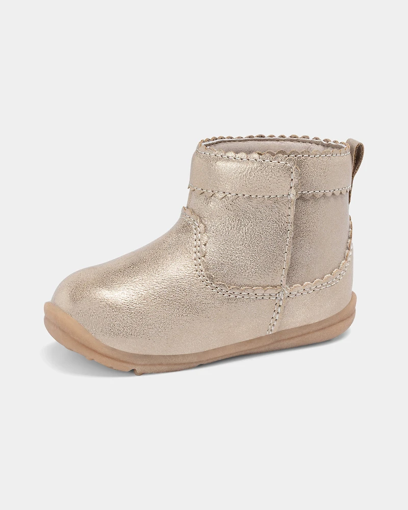 Baby Girl Every Step® First Walker Metallic Boots - Gold