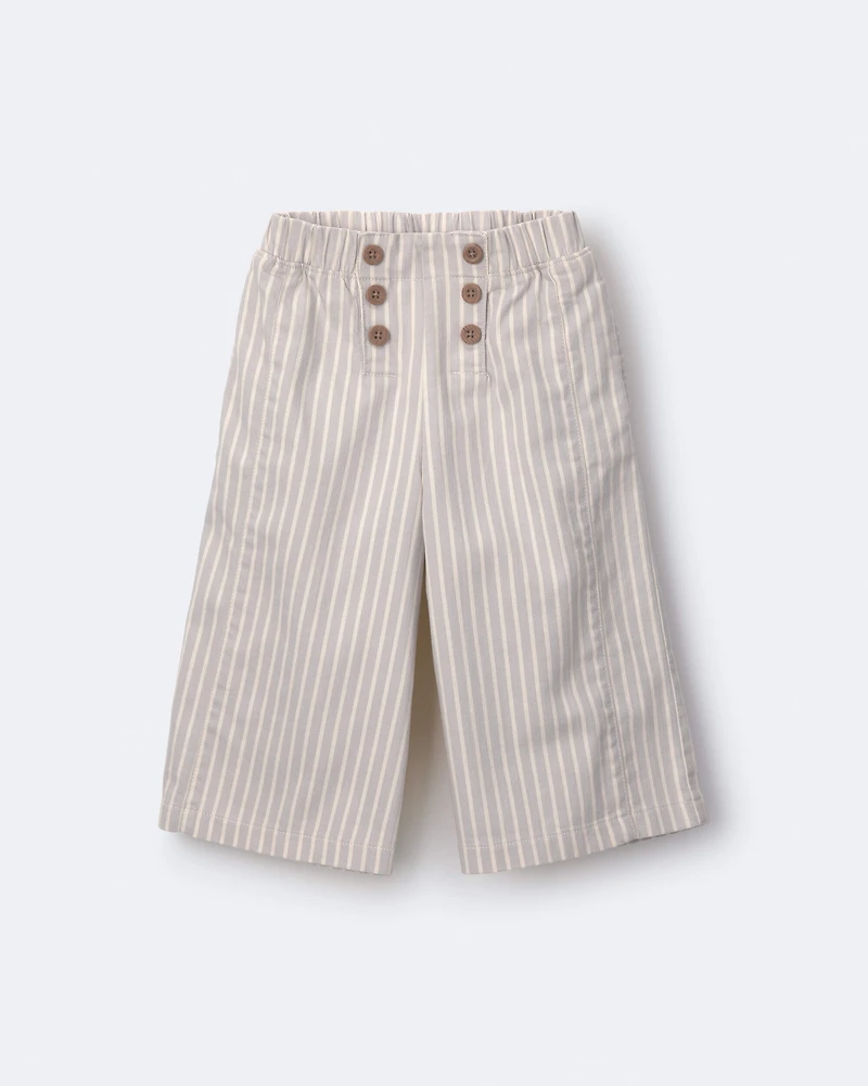 Toddler Girl Sailor Pant Stripes - Cream/Grey