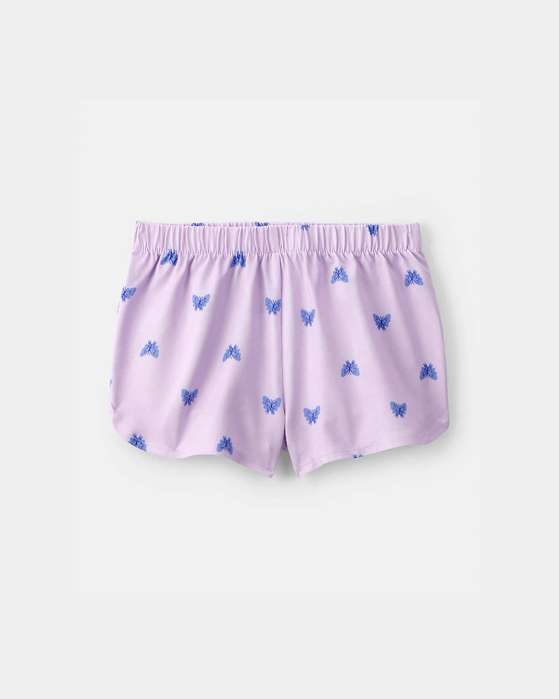 Toddler Girl Butterfly Short-Sleeve Loose Fit 2-Piece pyjama Set - Purple