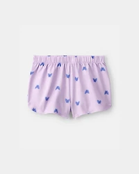 Toddler Girl Butterfly Short-Sleeve Loose Fit 2-Piece pyjama Set - Purple