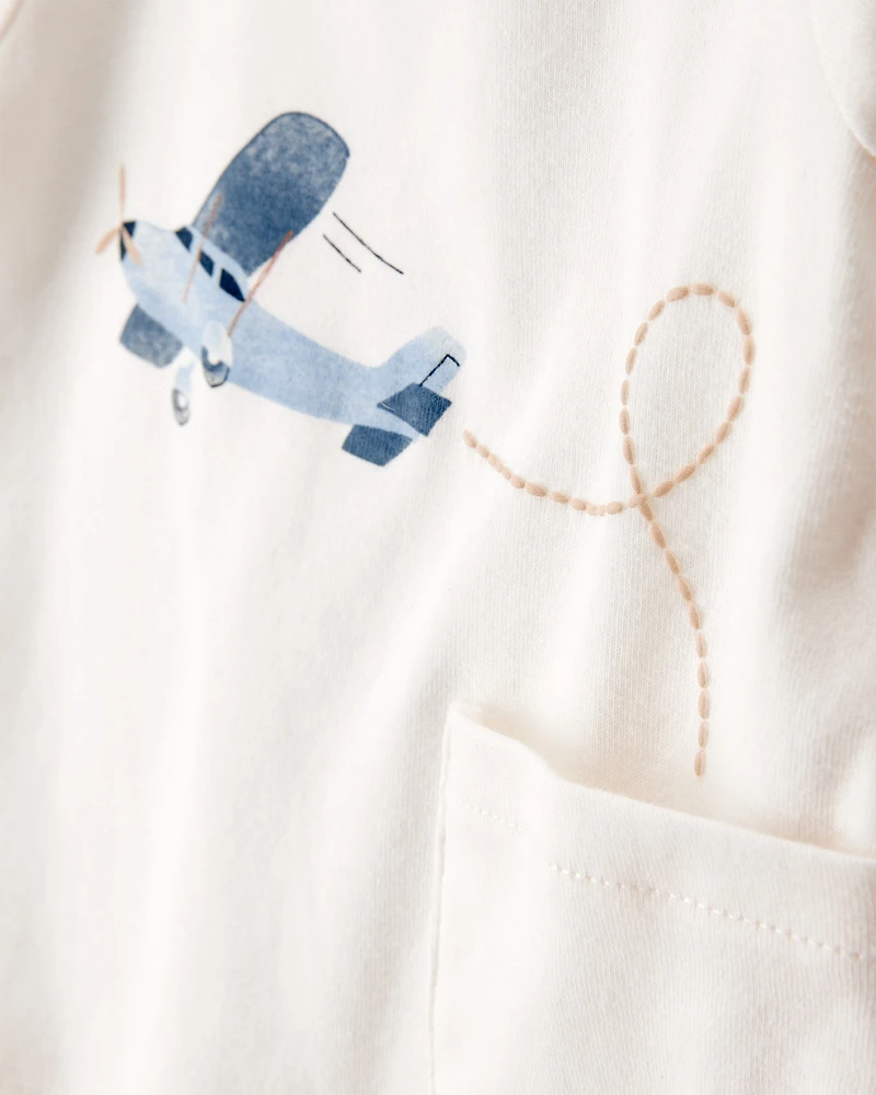 Baby 4-Piece Airplane Print Outfit Set