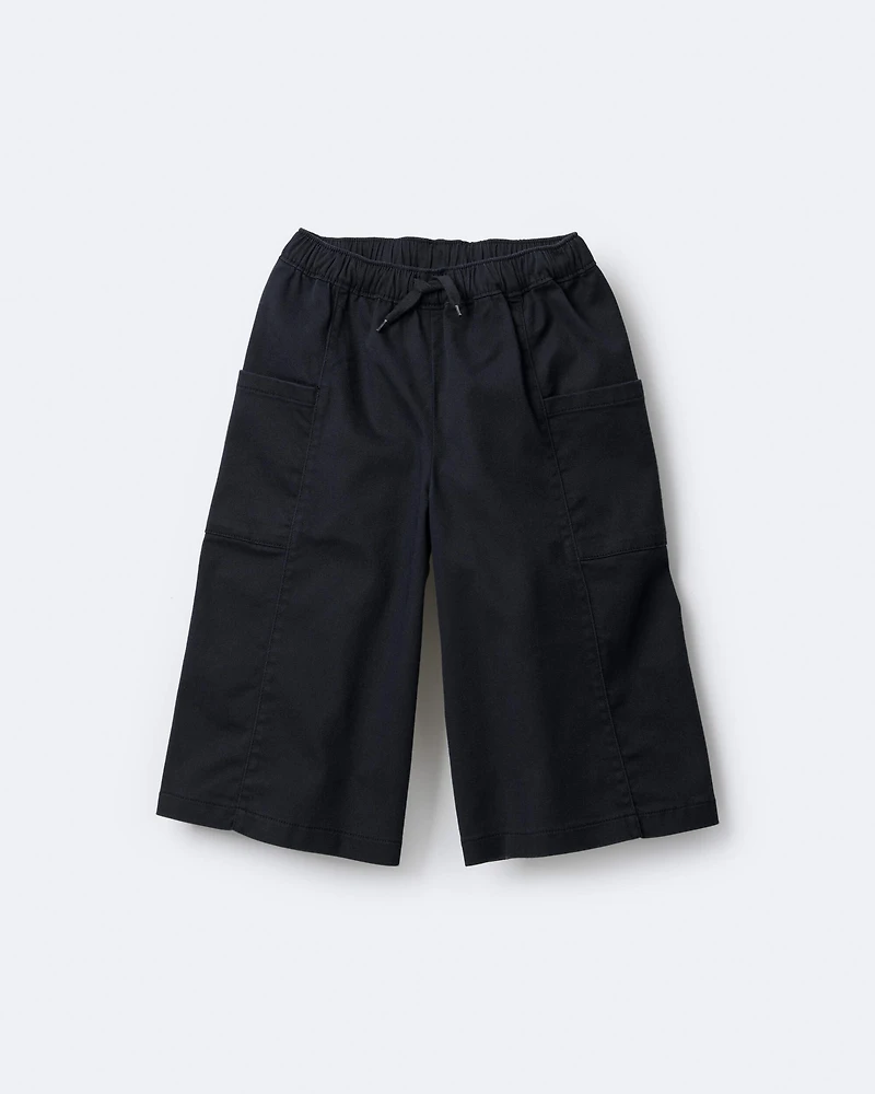 Toddler Girl Wide Leg Pocket Pant - Black
