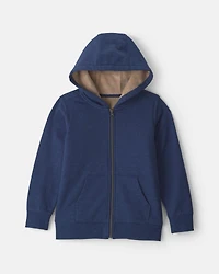 Boys Fleece Zip-Up Hoodie - Navy Blue