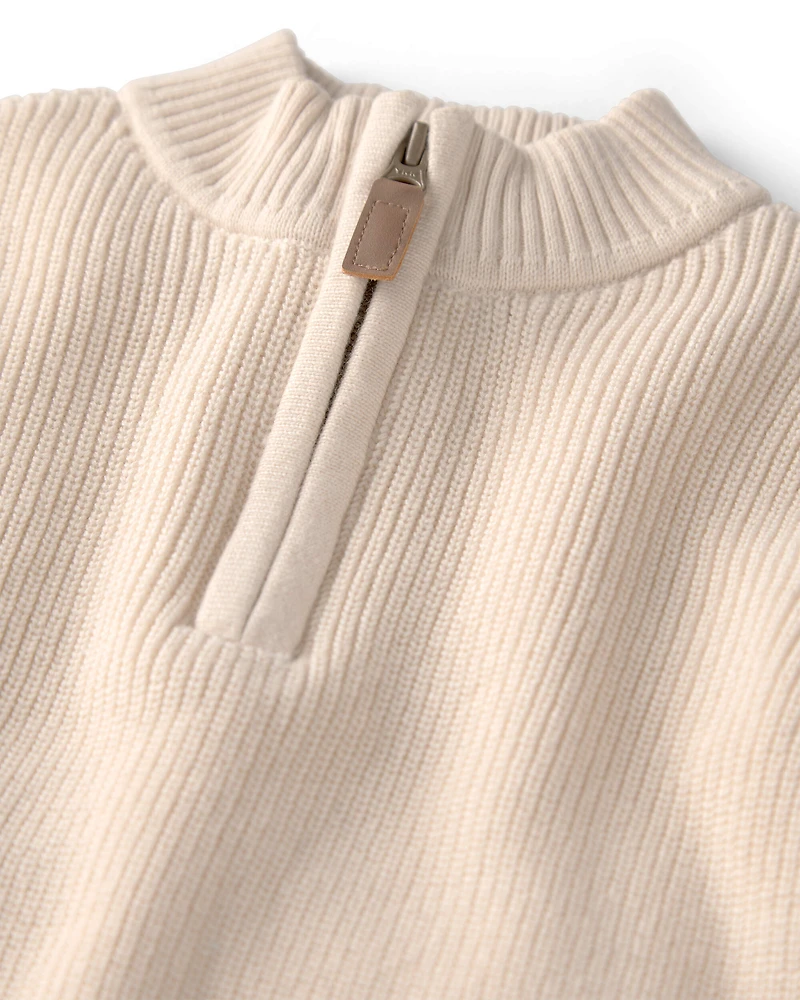 Baby Organic Cotton Zip-Up Jacket Cream