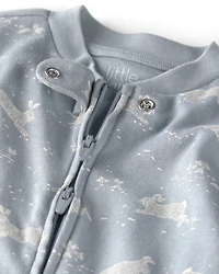 Baby Organic Cotton Sleeper Pyjama Blue Bunnies Print