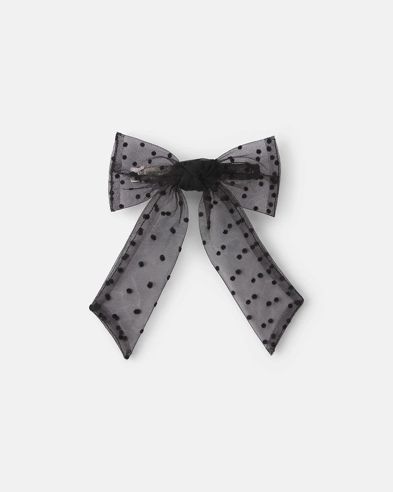 Toddler Girl Sheer Bow Hair Clip - Black