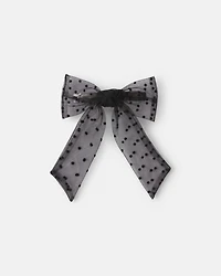 Toddler Girl Sheer Bow Hair Clip - Black