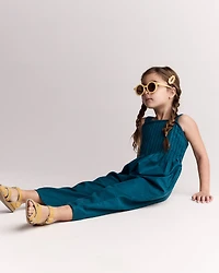 Toddler Girl Pleated Wide-Leg Overalls - Teal