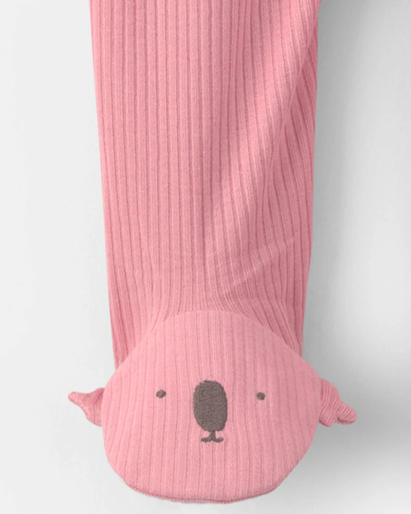 Baby Girl Koala Cotton 2-Way Zip Sleeper - Pink
