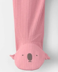 Baby Girl Koala Cotton 2-Way Zip Sleeper - Pink