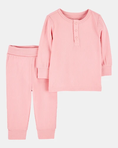 Baby Girl 2-Piece PurelySoft Outfit Set - Pink