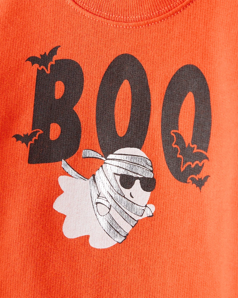 Baby 2-Piece Halloween Ghost Pullover Sweatshirt & Jogger Set - Orange/Black