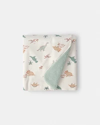 Baby Dinosaur Plush Blanket - Green/Ivory