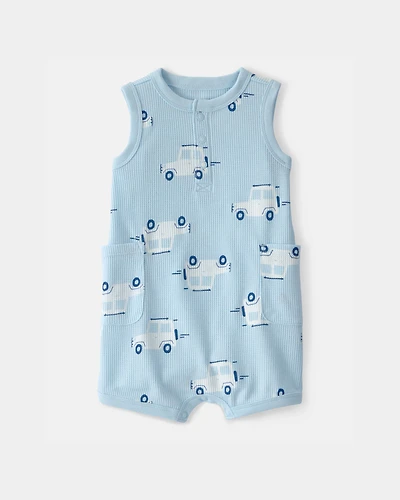 Baby Boy Thermal Sleeveless Romper - Blue