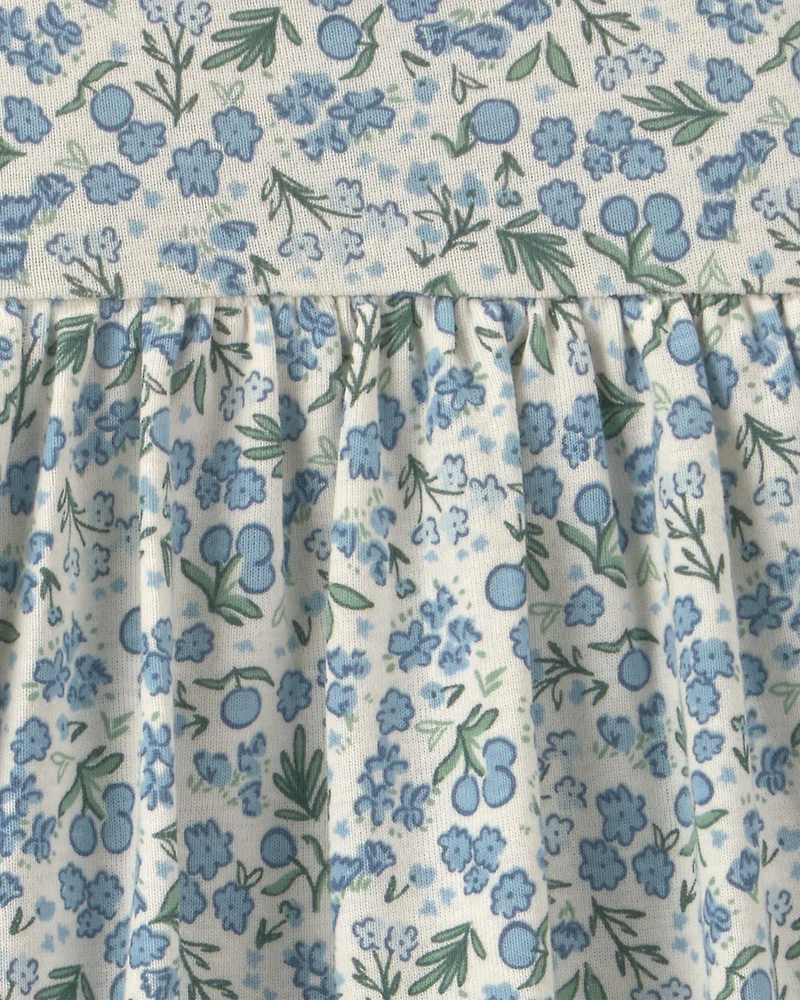 Baby Girl 2-Piece Floral Cardigan Dress Set - Blue