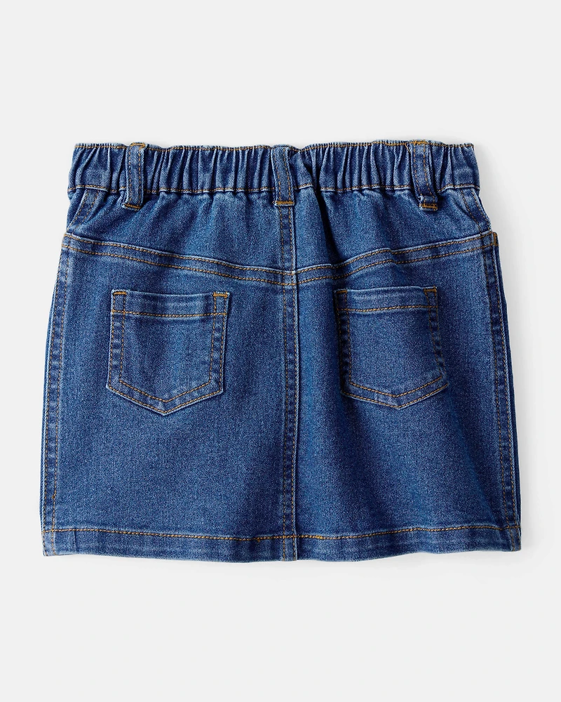 Baby Girl Bluey Embroidered Denim Skirt - Blue