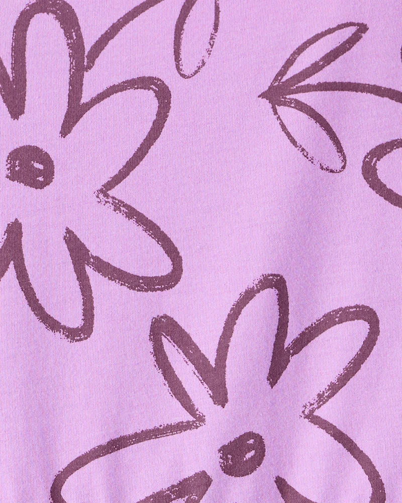 Girls Floral Long-Sleeve Dress - Purple