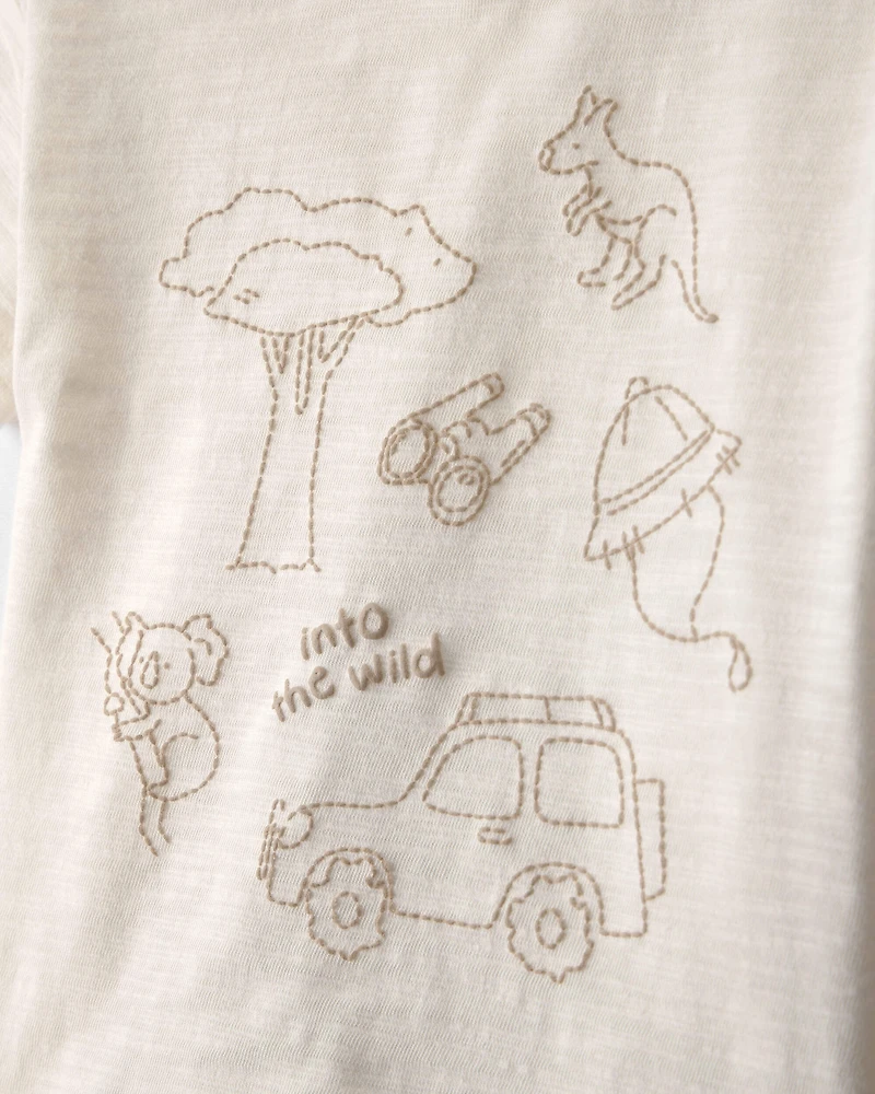 Baby Boy 3-Piece Into The Wild Short-Sleeve Top & Short Set - White/Brown