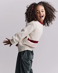 Toddler Girl Striped Pullover Sweater - Ivory