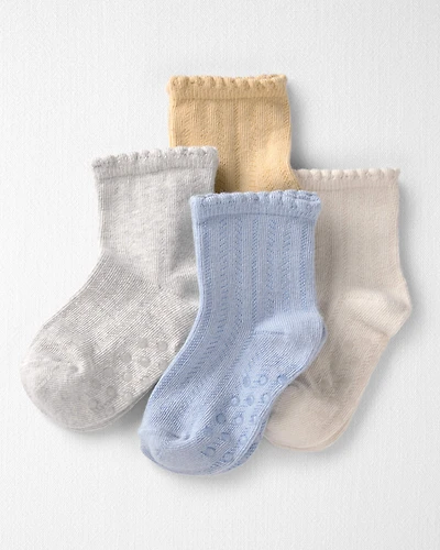 Toddler 4-Pack Slip Resistant Socks Made with Organic Cotton