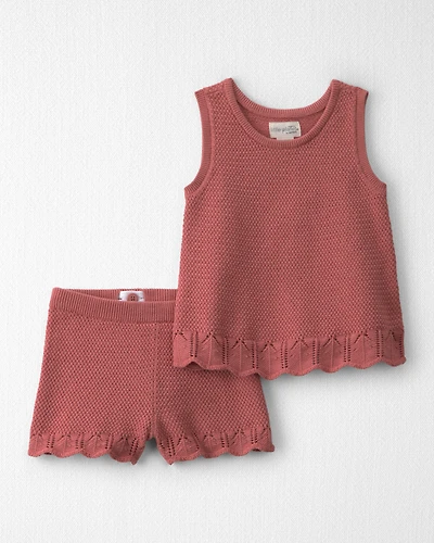 Toddler Girl 2-Piece Organic Cotton  Knit Top & Short Set