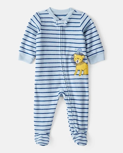 Baby Boy Lion Print Loose Fit Sleeper - Blue