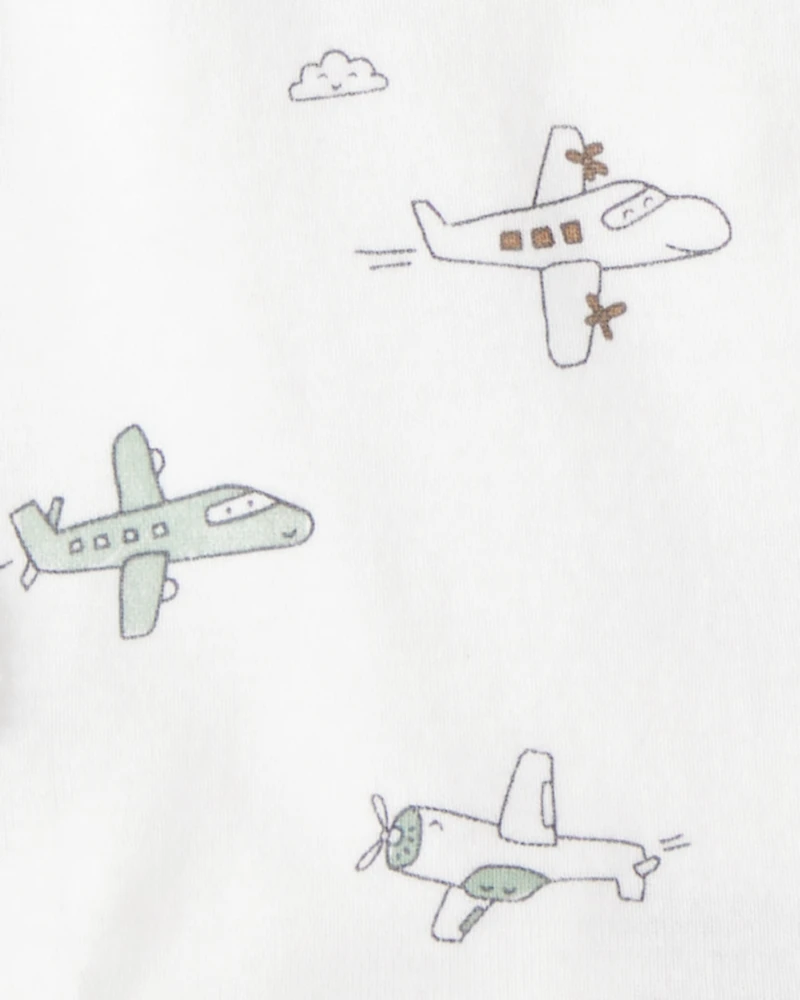 Baby Boy 3-Piece Airplane Sweatshirt Outfit Set - Blue