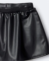 Toddler Girl Reagan Skort Faux Leather - Black